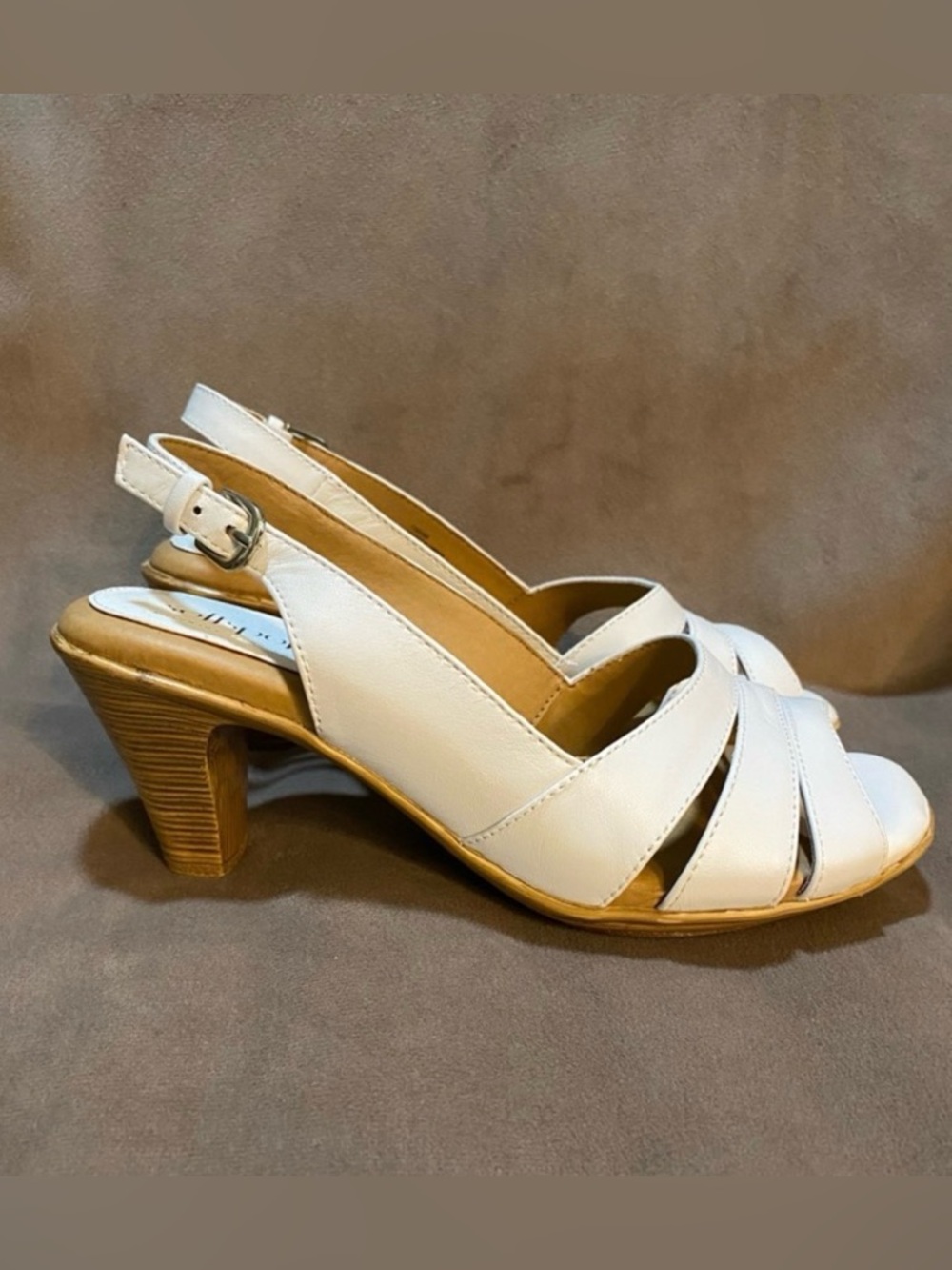 Softspots White Open-Toe Slingback Sandals